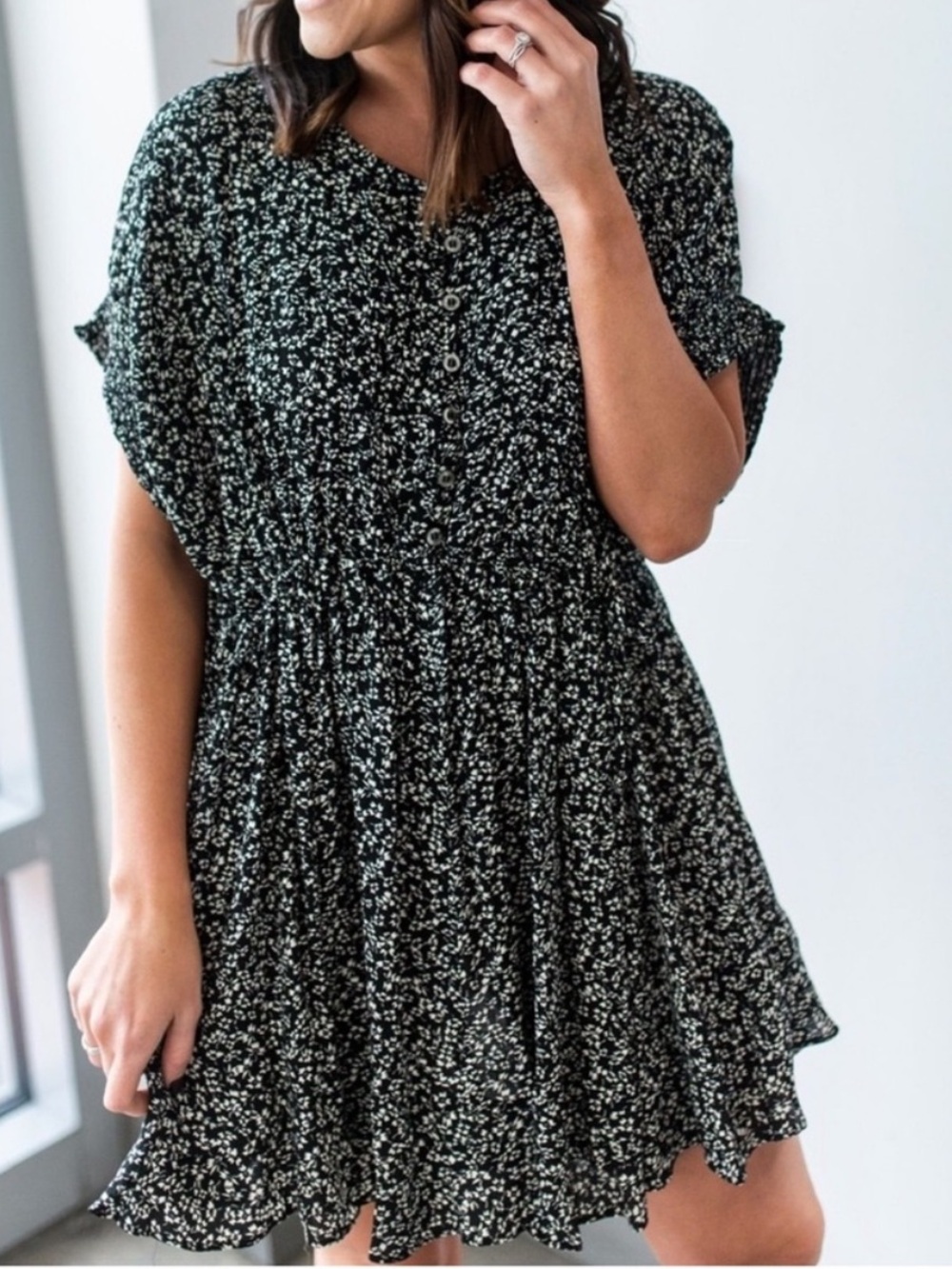 Free People Black and White One Fine Day Mini Dress Size s
